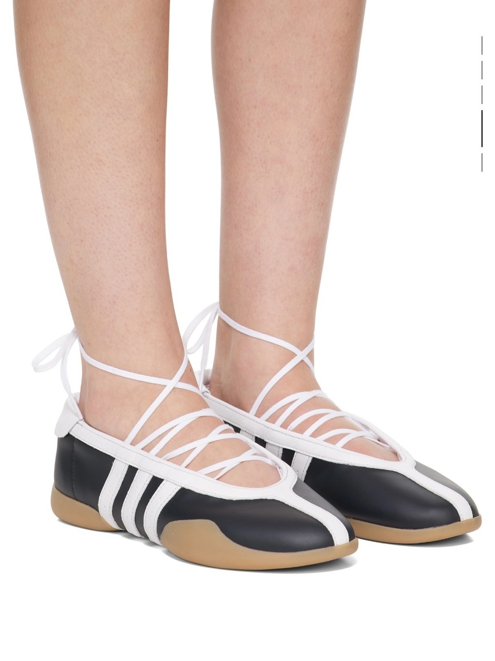 adidas Black and White Lace-Up Ballet Flats